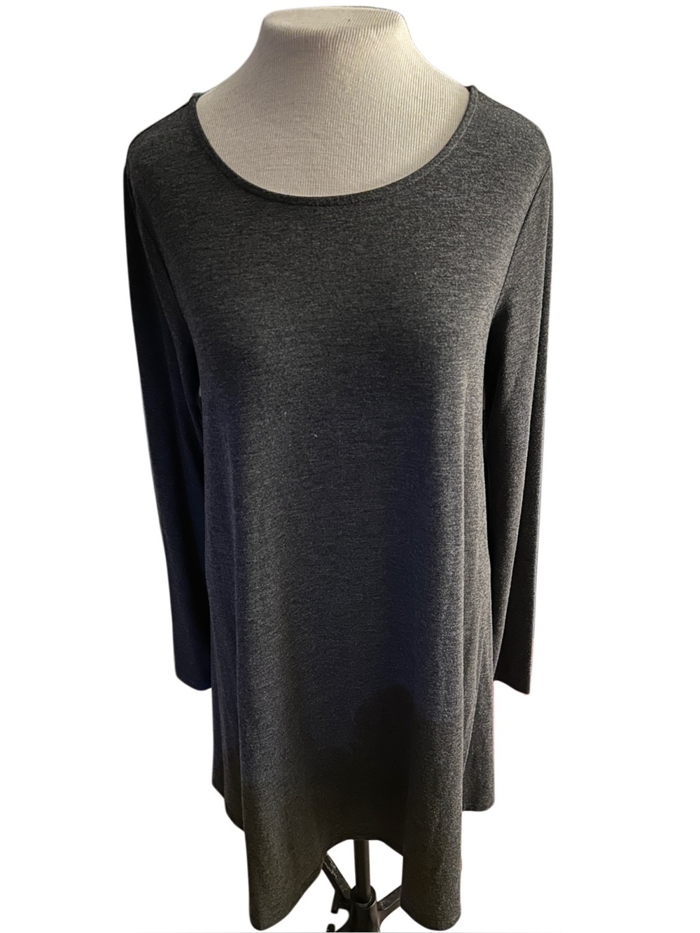 Old Navy Charcoal Gray Long Sleeve Swing Dress Large Soft Stretch